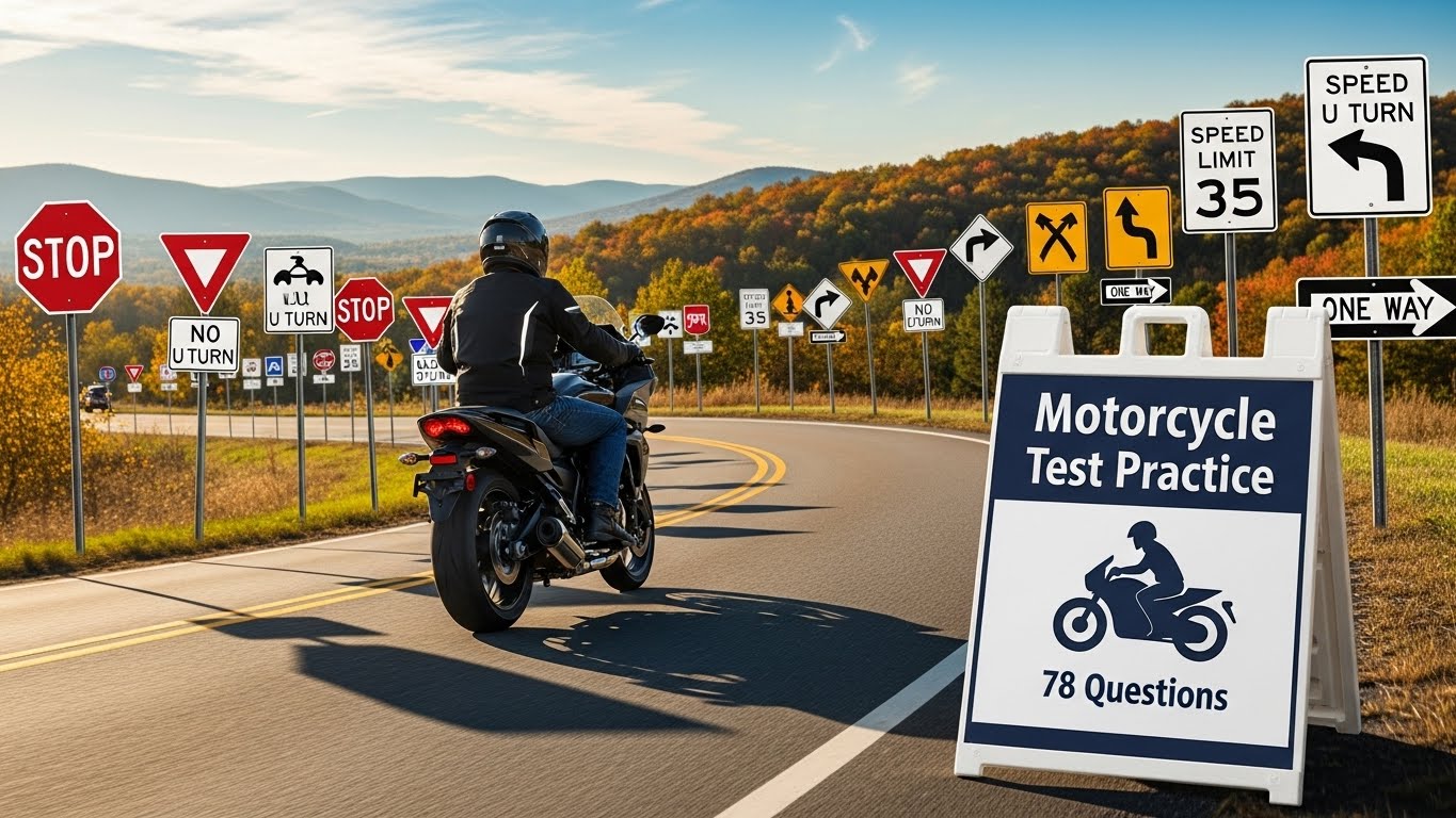 Canada motorcycle signs test 2026 perfect questions